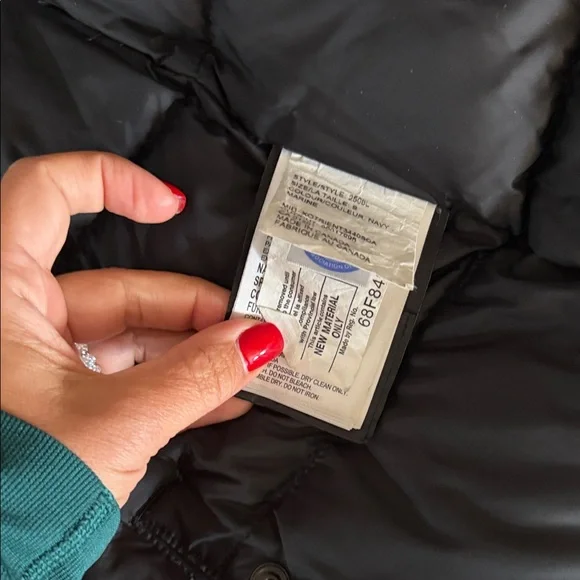 Canada Goose Black Puffer Coat with Fur Trim- small blue - Picture 4 of 5